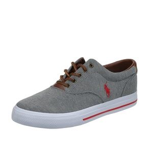 Polo Ralph Lauren Men’s Casual Lace-Up Sneakers Grey w/White Lace Size 8.5